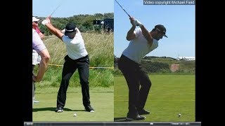 Jon Rahm golf swing  Long Iron faceon amp downtheline July 2017 [upl. by Alurd]