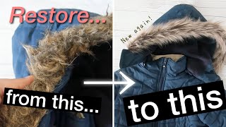 Replace Damaged Faux Fur Trim on Winter Jacket  Thrifted Item Upgrade  Sewing Tutorial [upl. by Kirenoj]