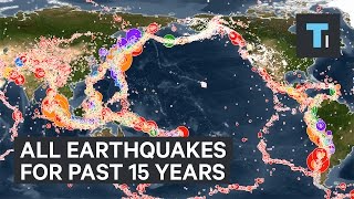 Animated map all earthquakes of the past 15 years [upl. by Ameh]