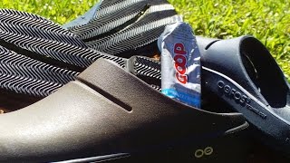 How To Rubber Sole for Shoes  OOFOS® SandalsClogs  using Goop Glue [upl. by Deach]