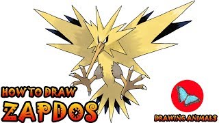 How To Draw Zapdos Pokemon  Drawing Animals [upl. by Berry]