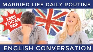 English Conversation  Daily Routine with vocabulary  Free PDF amp Quiz [upl. by Unhsiv]