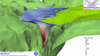 3D SPH numerical simulation of the wave generated by the Vajont rockslide explanation [upl. by Sicard989]