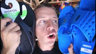 Running Recovery Sandals  Oofos vs Hoka [upl. by Luoar]