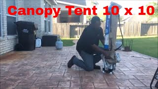 How To Put Up And Take Down A 10 x 10 Canopy Tent By Yourself [upl. by Ynnaej]