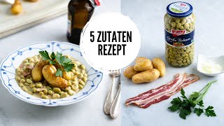 DICKE BOHNEN MIT SPECK  5 ZUTATEN REZEPT [upl. by Novaj]