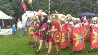 Roman Reenactment at the Amphitheatre in Caerleon Marching In [upl. by Enaej]