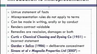 Misrepresentation Lecture 1 of 4 [upl. by Llertnor]