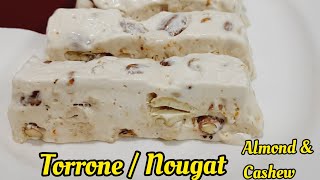 Homemade Italian Torrone  Nougat Recipe  Almond amp Cashew Torrone [upl. by Donoho]