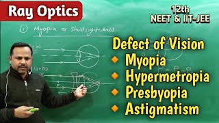 Defects of vision  Myopia  Hypermetropia  Pressbiopia  Astigmatism  class 12th Physics [upl. by Coridon]